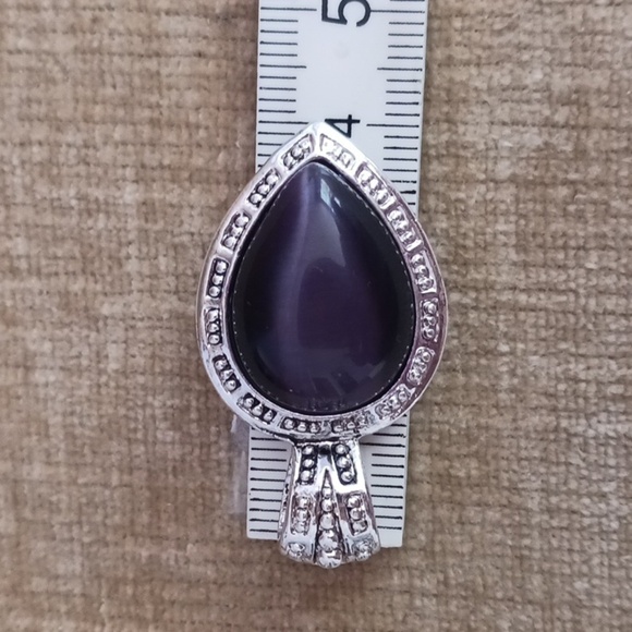 Silver Tone Purple Heart Pendant - Picture 3 of 8